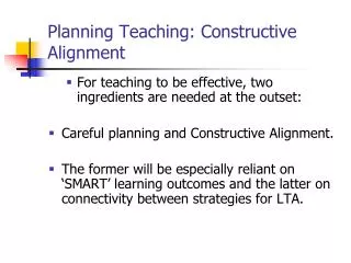Planning Teaching: Constructive Alignment