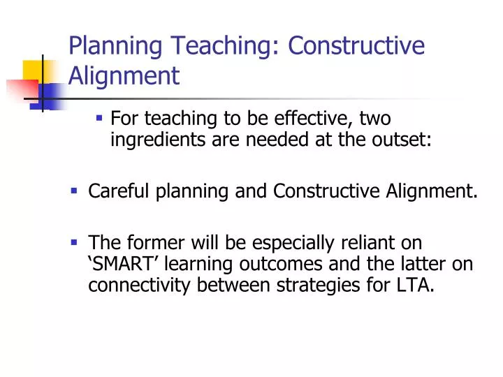 planning teaching constructive alignment