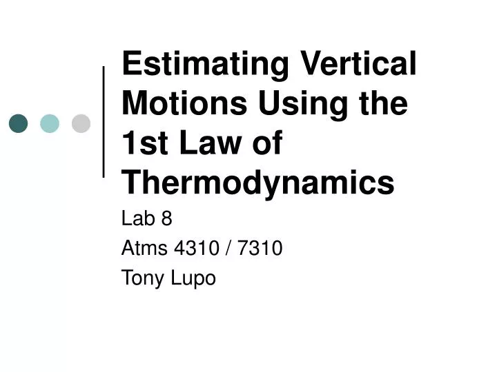 estimating vertical motions using the 1st law of thermodynamics