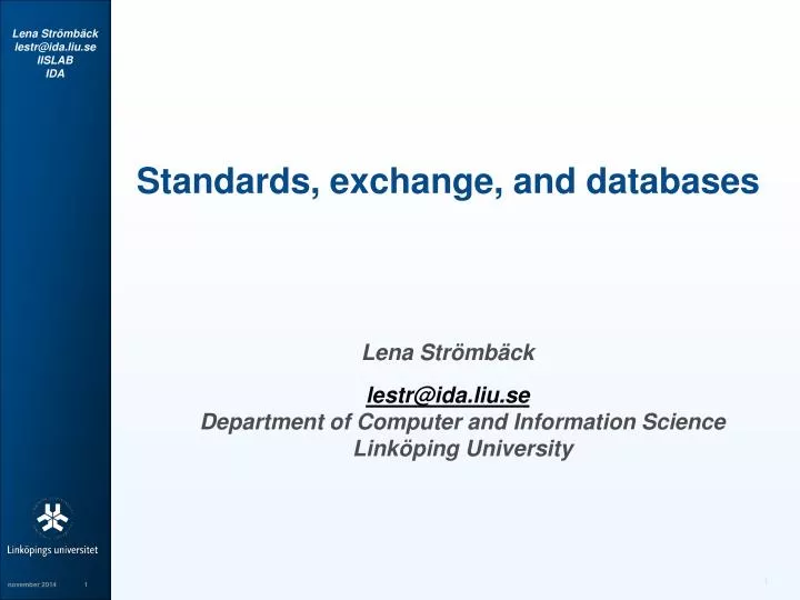 standards exchange and databases