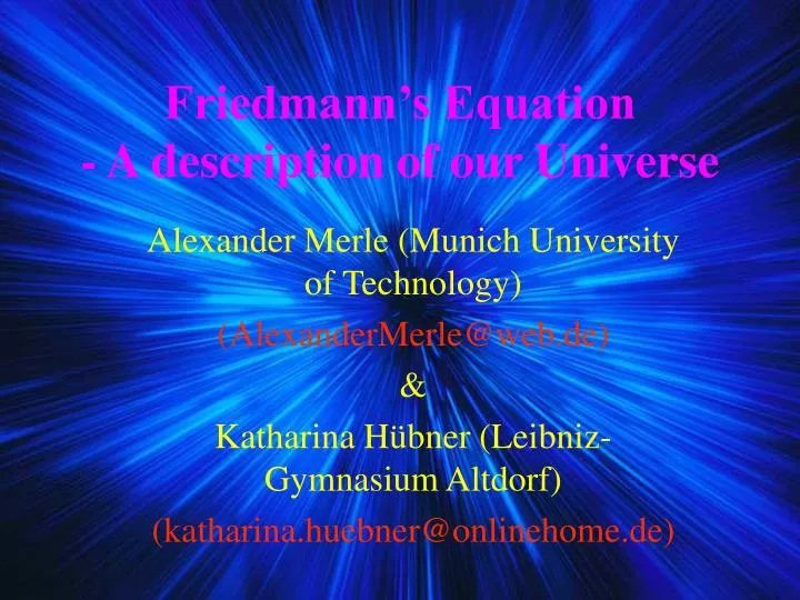 friedmann s equation a description of our universe