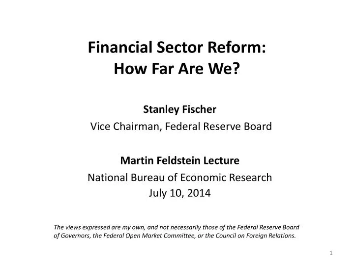 financial sector reform how far are we