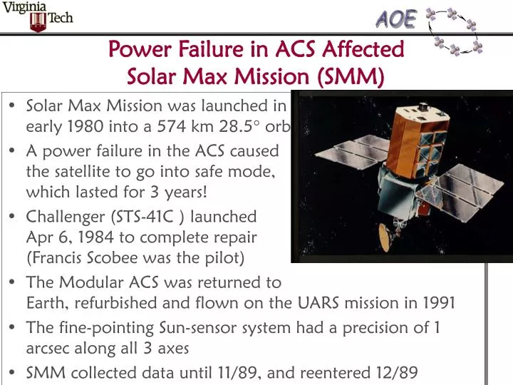 power failure in acs affected solar max mission smm