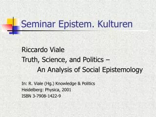 seminar epistem kulturen