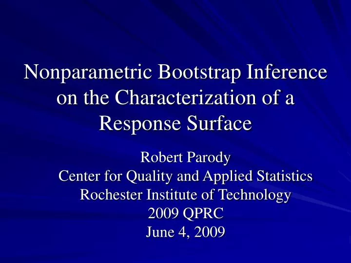 nonparametric bootstrap inference on the characterization of a response surface