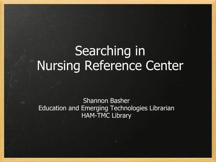 searching in nursing reference center