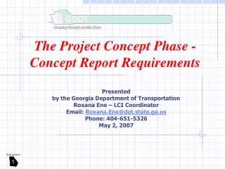 The Project Concept Phase - Concept Report Requirements