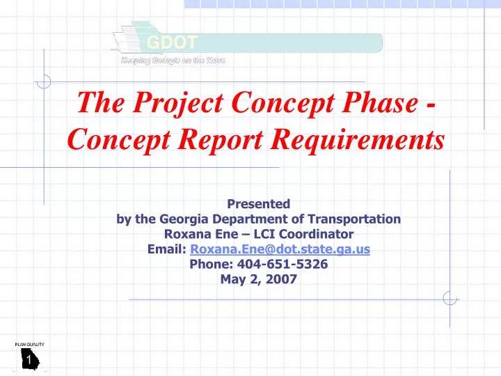 the project concept phase concept report requirements
