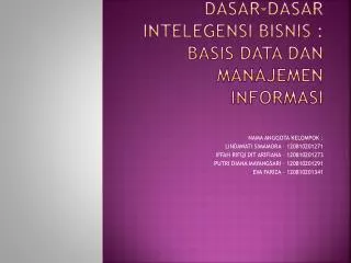 dasar dasar intelegensi bisnis basis data dan manajemen informasi