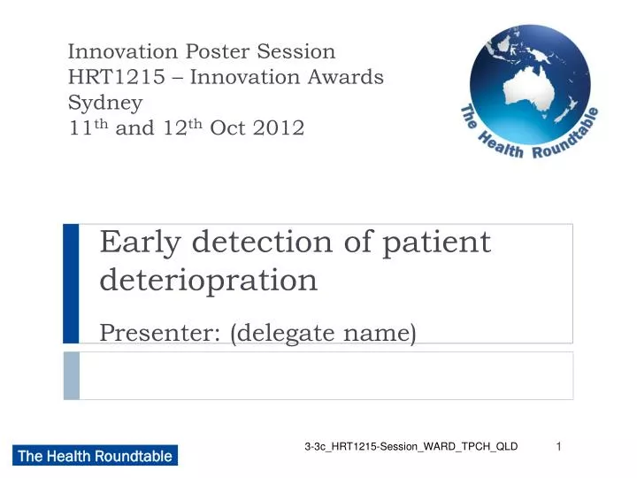 early detection of patient deteriopration presenter delegate name