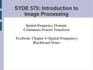 SYDE 575: Introduction to Image Processing