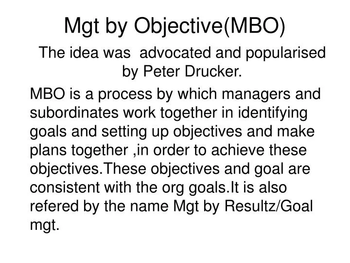 mgt by objective mbo