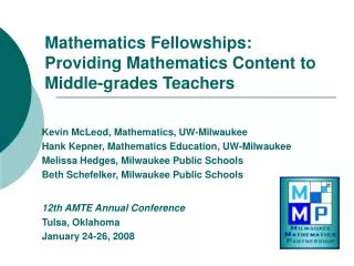 Mathematics Fellowships: Providing Mathematics Content to Middle-grades Teachers