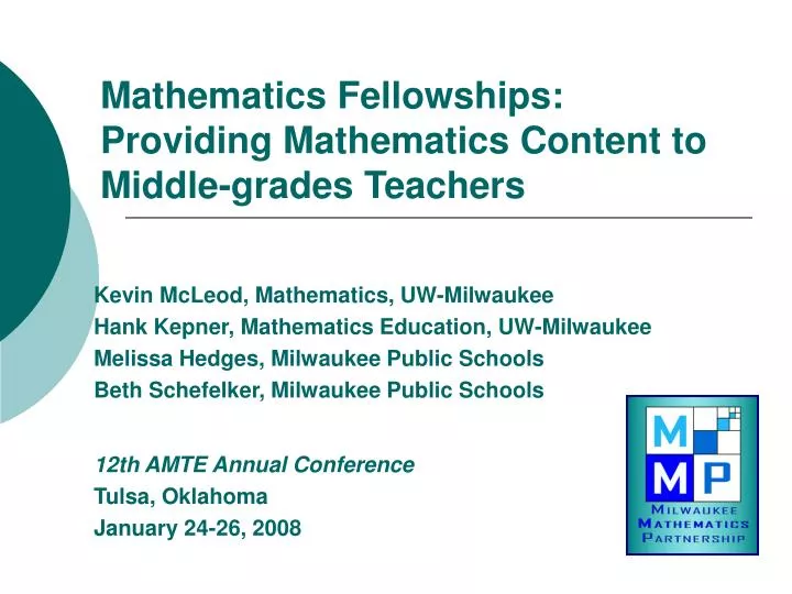 mathematics fellowships providing mathematics content to middle grades teachers