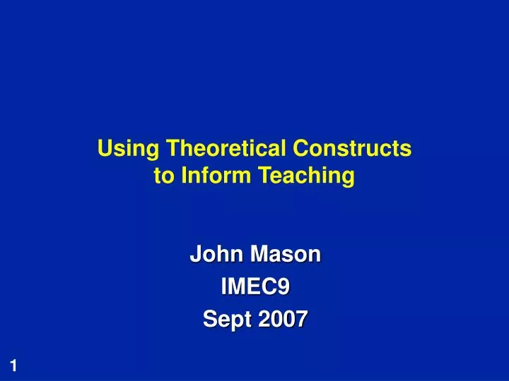 using theoretical constructs to inform teaching