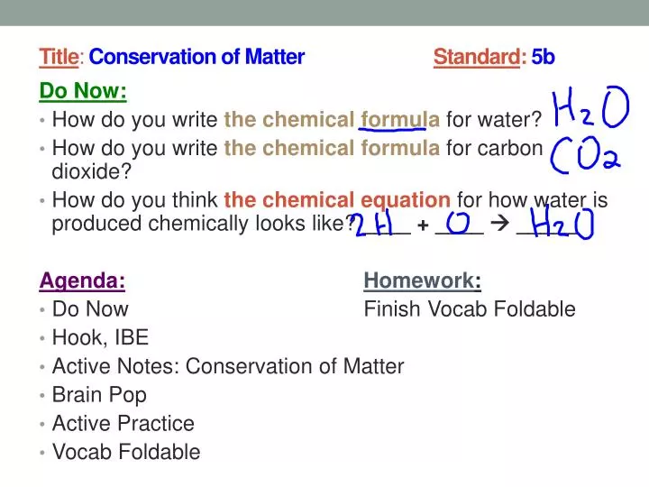 title conservation of matter standard 5b
