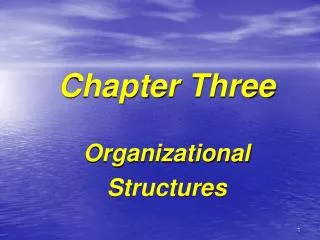 Chapter Three Organizational Structures