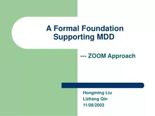 a formal foundation supporting mdd