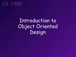 introduction to object oriented design