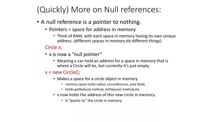 quickly more on null references
