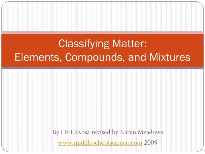 classifying matter elements compounds and mixtures