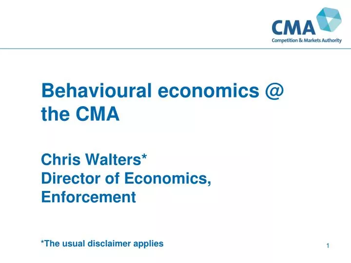 behavioural economics @ the cma