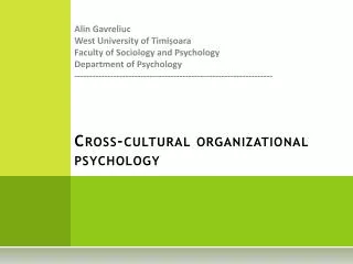 Cross-cultural organizational psychology
