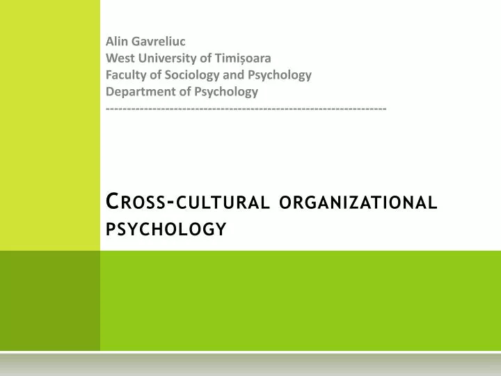 cross cultural organizational psychology