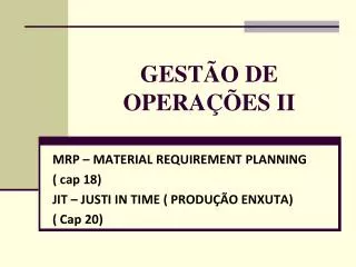 gest o de opera es ii