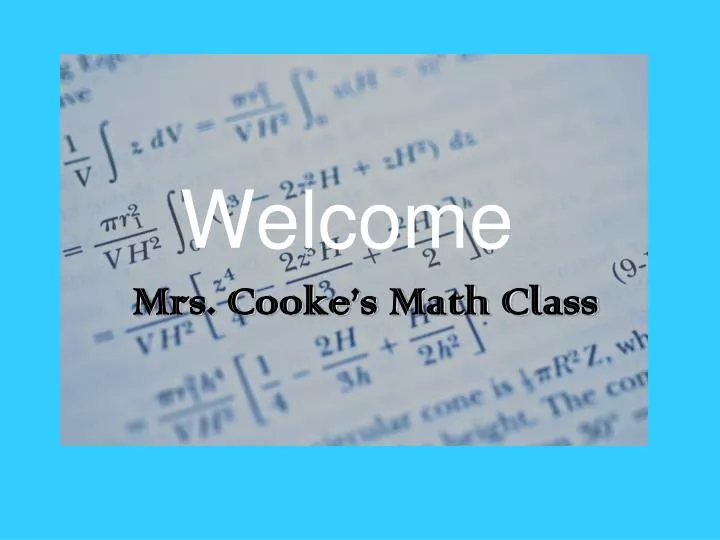 welcome mrs cooke s math class