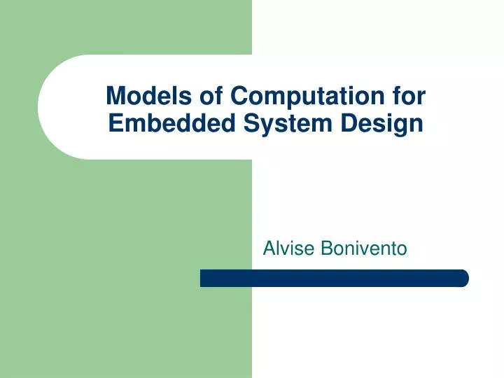 models of computation for embedded system design