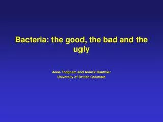 Bacteria: the good, the bad and the ugly