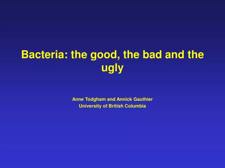 bacteria the good the bad and the ugly