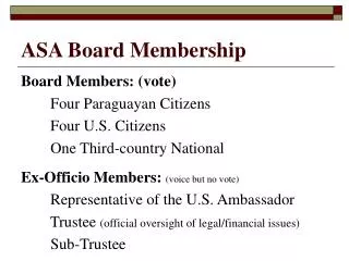 ASA Board Membership