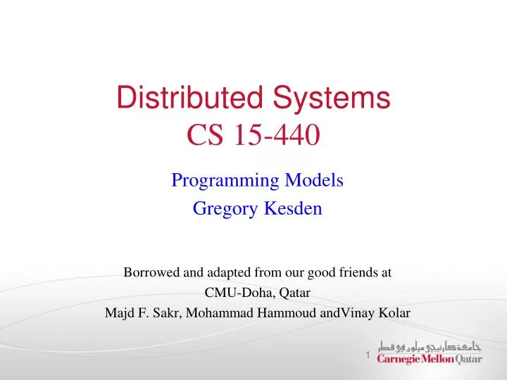 distributed systems cs 15 440