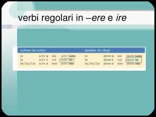 verbi regolari in ere e ire