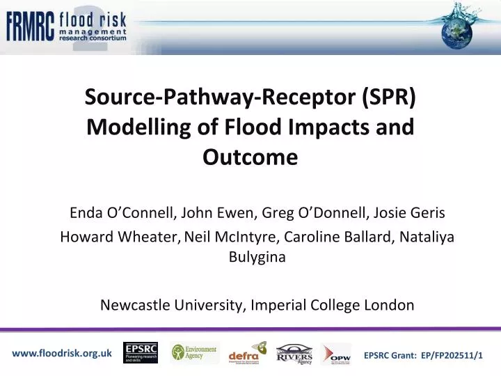 source pathway receptor spr modelling of flood impacts and outcome