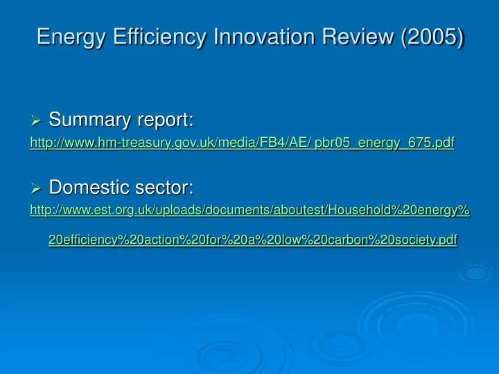 energy efficiency innovation review 2005