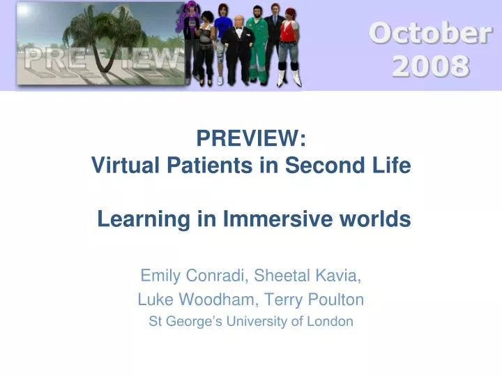 preview virtual patients in second life learning in immersive worlds