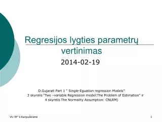 regresijos lygties parametr vertinimas