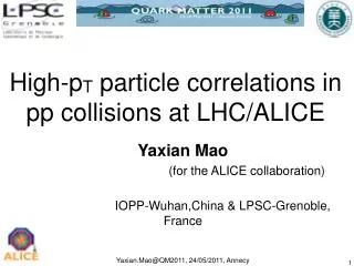 High- p T particle correlations in pp collisions at LHC/ALICE
