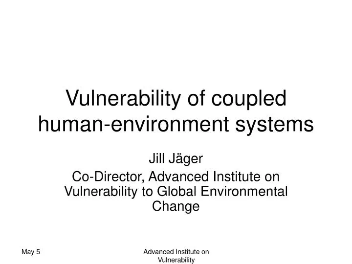 vulnerability of coupled human environment systems