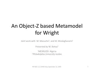 An Object-Z based Metamodel for Wright
