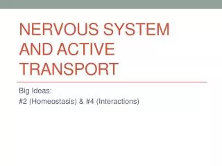 Nervous System and Active Transport