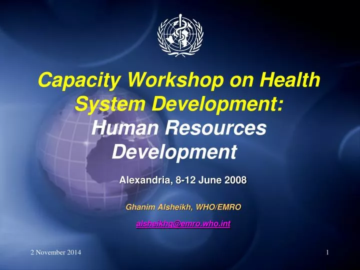 capacity workshop on health system development human resources development