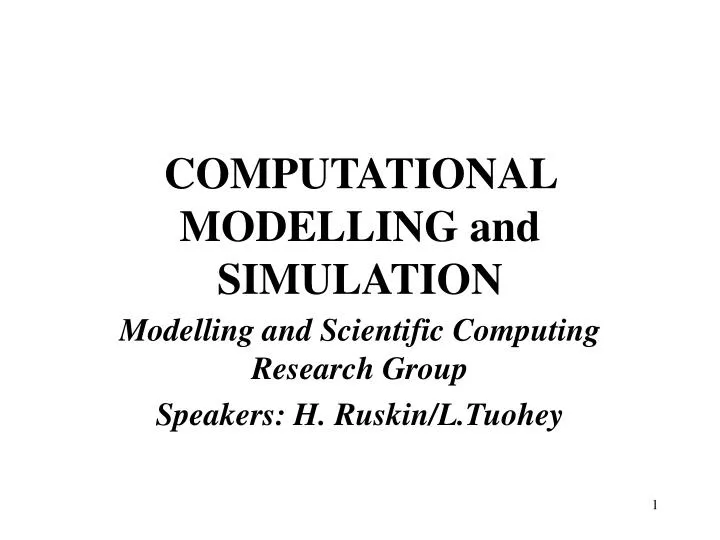 computational modelling and simulation