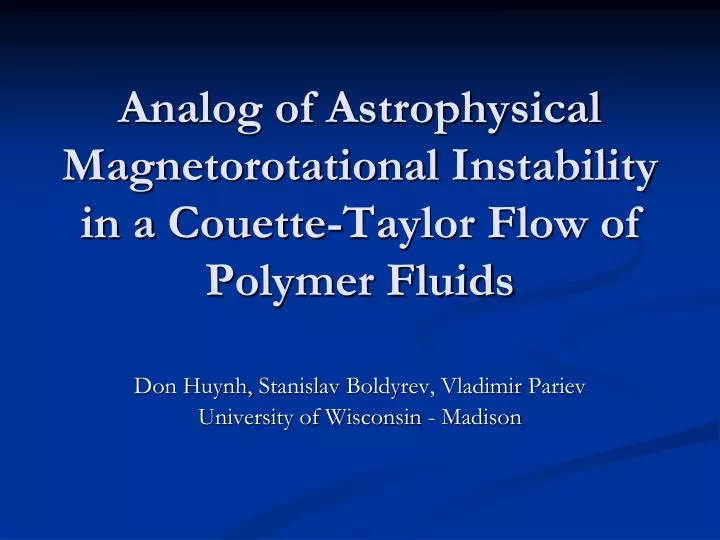 analog of astrophysical magnetorotational instability in a couette taylor flow of polymer fluids