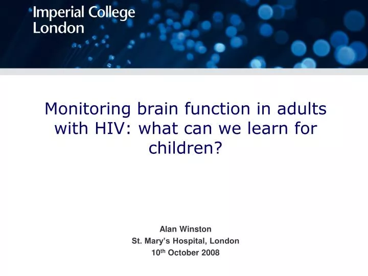 monitoring brain function in adults with hiv what can we learn for children