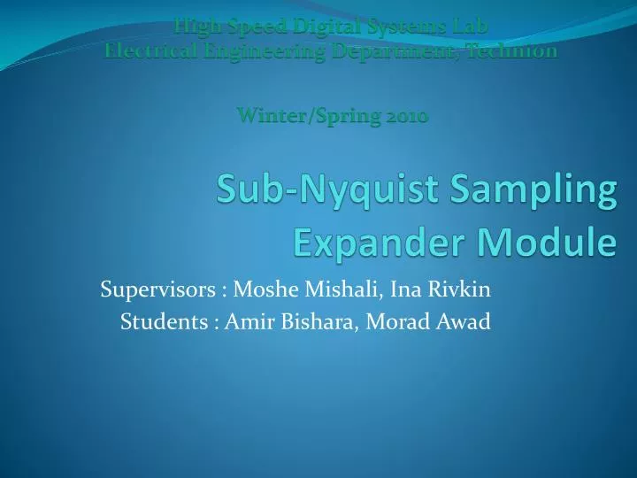 sub nyquist sampling expander module