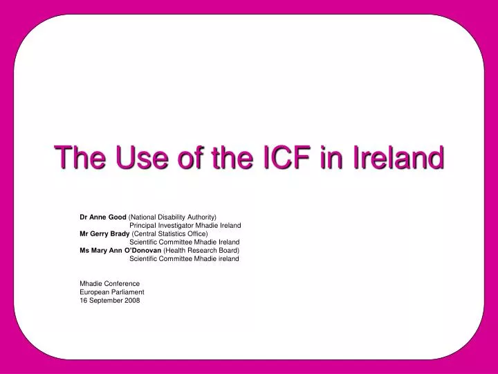 the use of the icf in ireland